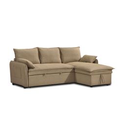 Canapé d'angle convertible et réversible SABEA 4 places tissu marron