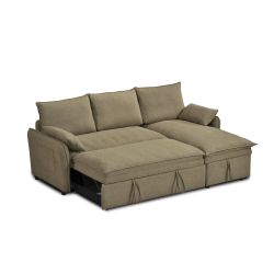 Canapé d'angle convertible et réversible SABEA 4 places tissu vert