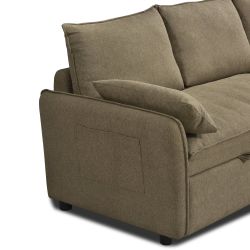 Canapé d'angle convertible et réversible SABEA 4 places tissu vert
