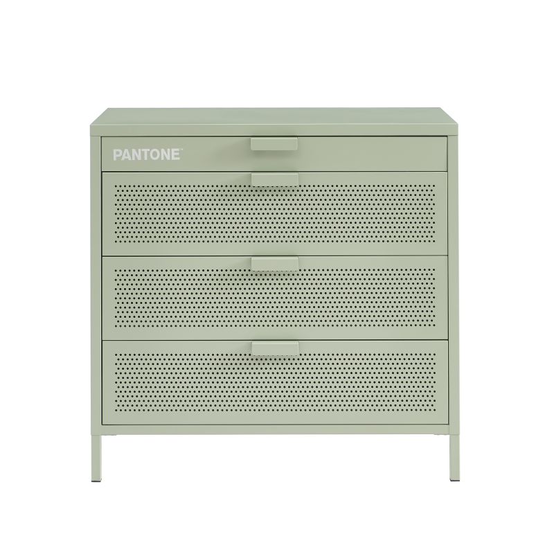 Commode PANTONE 4 tiroirs métal vert amande 80cm