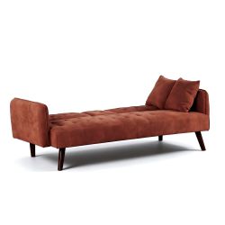 Canapé droit convertible CENOA 3 places tissu chenille tramé brique