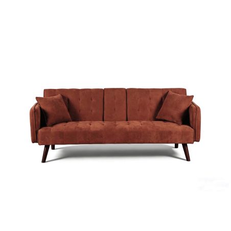 Canapé droit convertible CENOA 3 places tissu chenille tramé brique