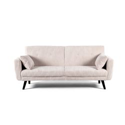 Canapé droit convertible CRENOA 3 places velours côtelé beige