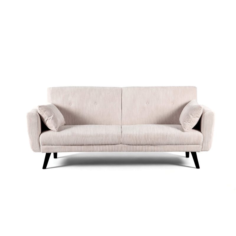 Canapé droit convertible CRENOA 3 places velours côtelé beige