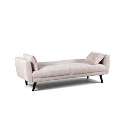 Canapé droit convertible CRENOA 3 places velours côtelé beige