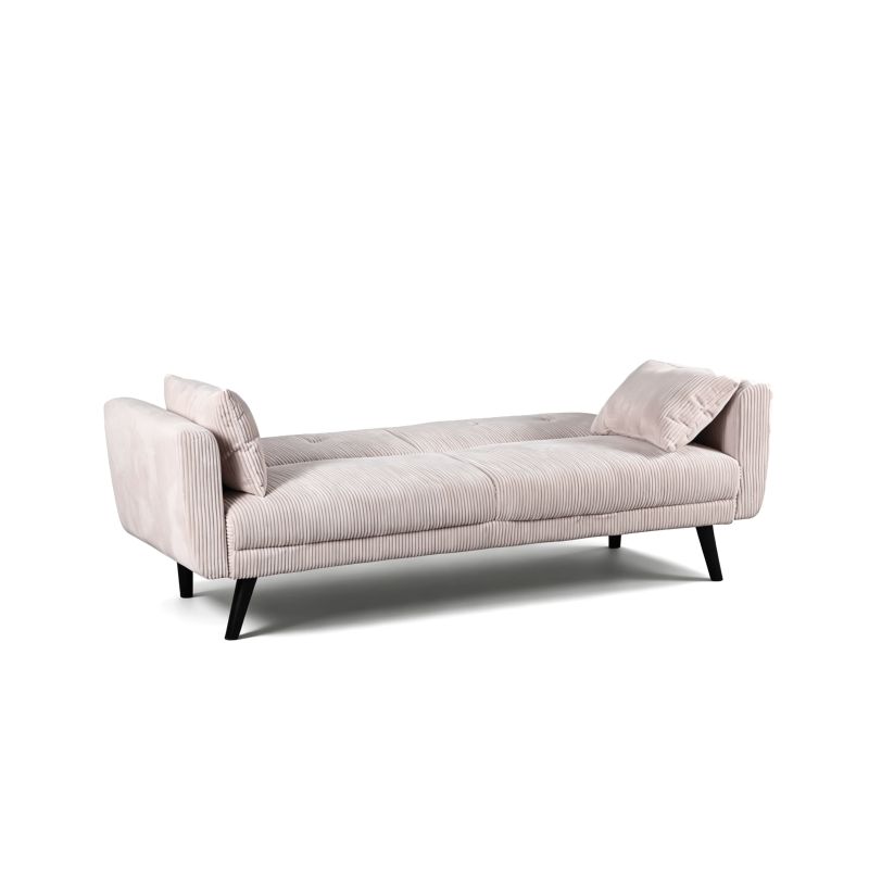 Canapé droit convertible CRENOA 3 places velours côtelé beige