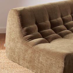 Ensemble banquette et chauffeuse JANIS modulable 3 places velours marron