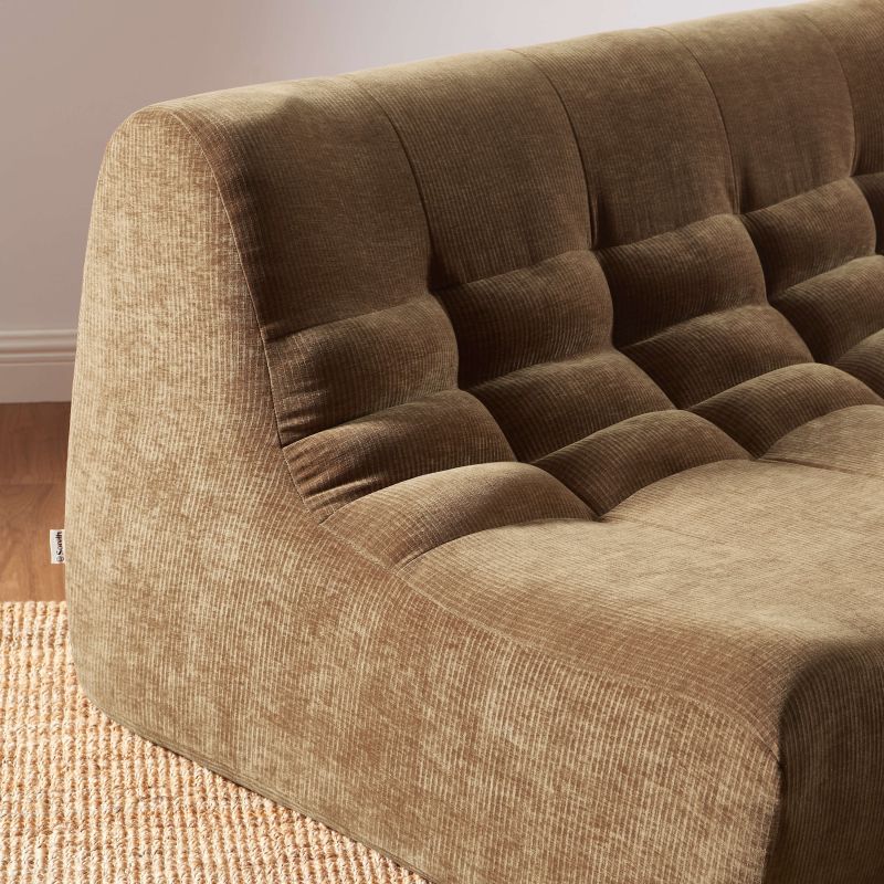 Ensemble banquette et chauffeuse JANIS modulable 3 places velours marron