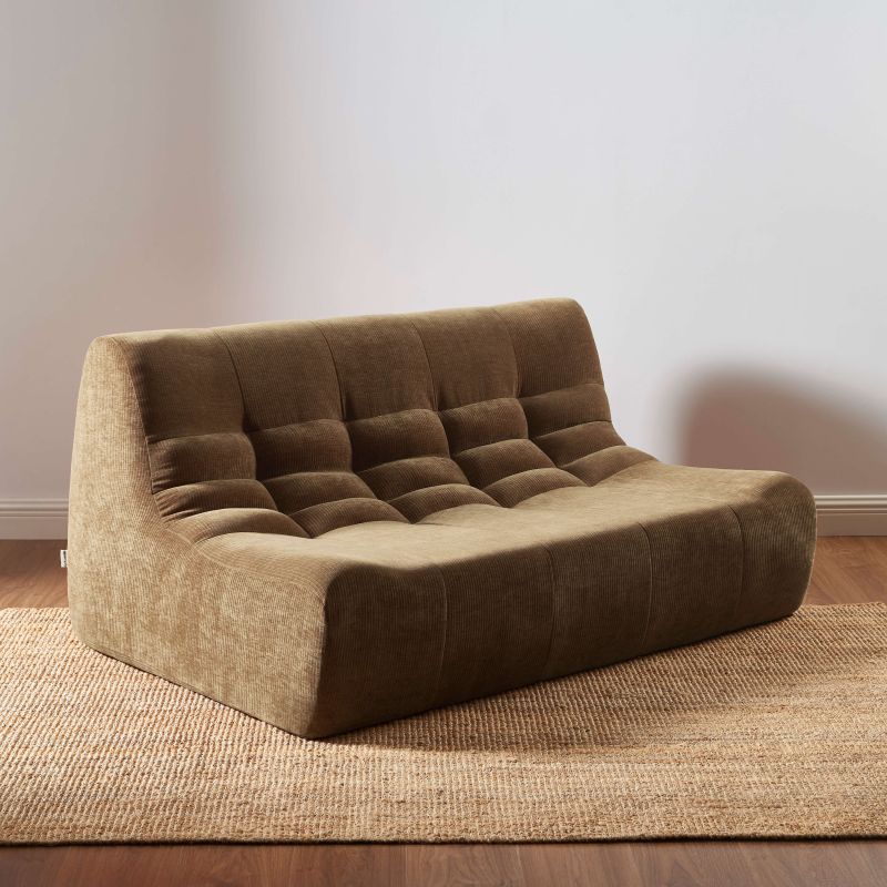 Ensemble banquette et chauffeuse JANIS modulable 3 places velours marron