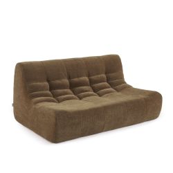 Ensemble banquette et chauffeuse JANIS modulable 3 places velours marron