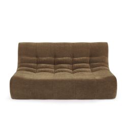 Ensemble banquette et chauffeuse JANIS modulable 3 places velours marron