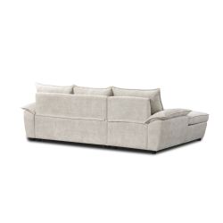 Canapé d'angle gauche convertible VINEA 4 places tissu chenille tramé beige