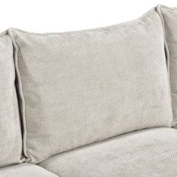 Canapé d'angle gauche convertible VINEA 4 places tissu chenille tramé beige