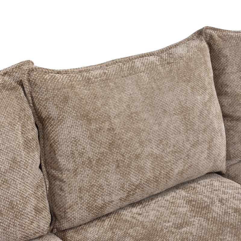 Canapé d'angle gauche convertible VINEA 4 places tissu chenille tramé taupe