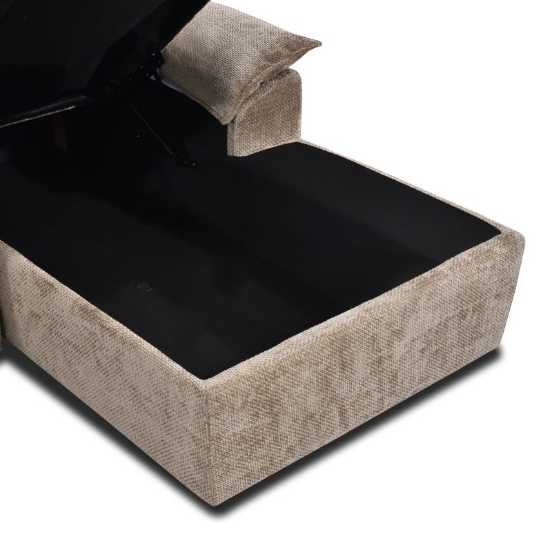 Canapé d'angle gauche convertible VINEA 4 places tissu chenille tramé taupe