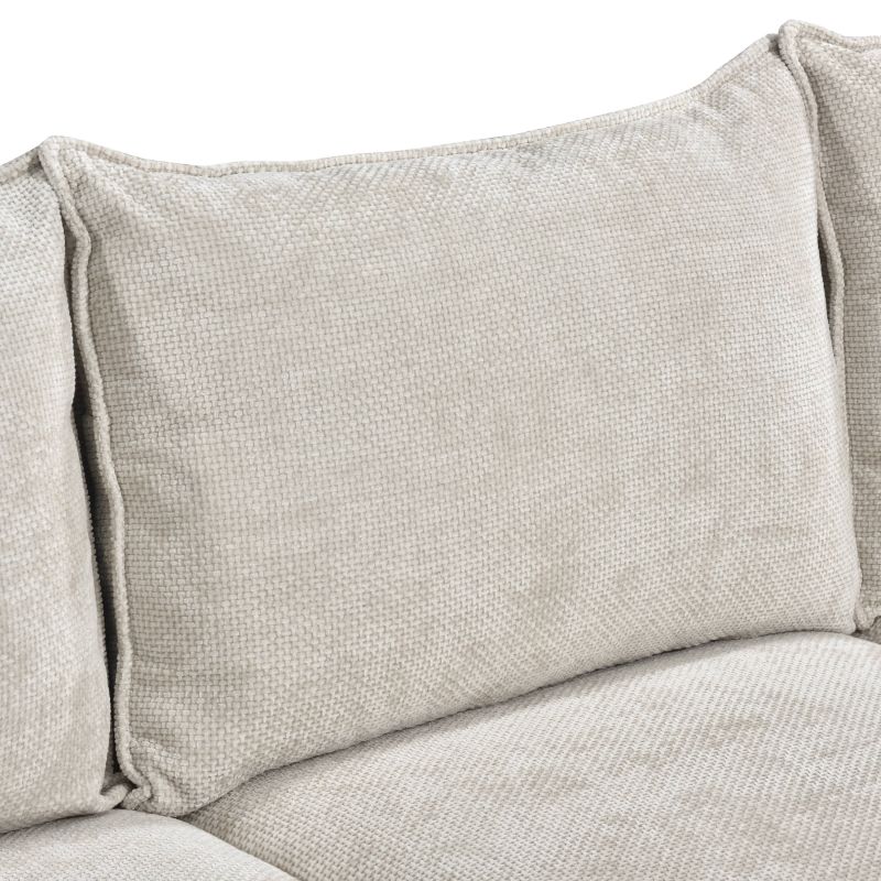 Canapé d'angle droit convertible VINEA 4 places tissu chenille tramé beige