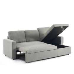 Canapé d'angle convertible et réversible SPENA 4 places tissu gris
