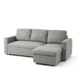 Canapé d'angle convertible et réversible SPENA 4 places tissu gris