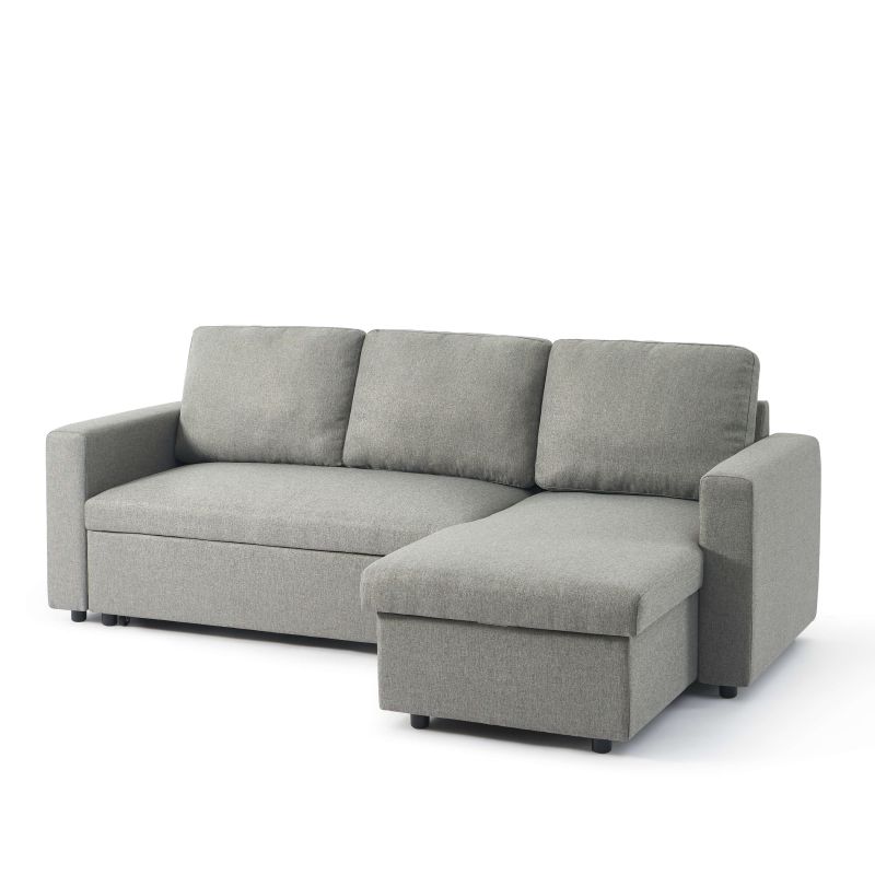 Canapé d'angle convertible et réversible SPENA 4 places tissu gris