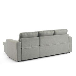Canapé d'angle convertible et réversible SPENA 4 places tissu gris