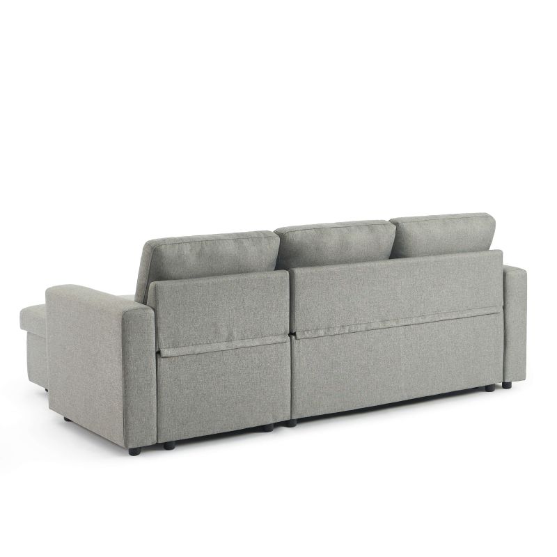 Canapé d'angle convertible et réversible SPENA 4 places tissu gris