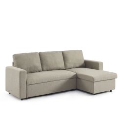 Canapé d'angle convertible et réversible SPENA 4 places tissu taupe