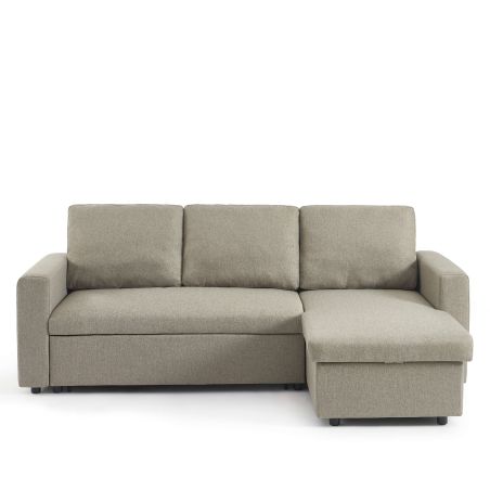 Canapé d'angle convertible et réversible SPENA 4 places tissu taupe