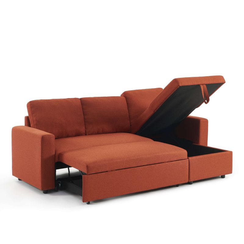 Canapé d'angle convertible et réversible SPENA 4 places tissu terracotta