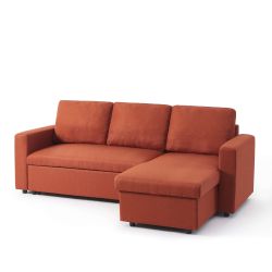 Canapé d'angle convertible et réversible SPENA 4 places tissu terracotta