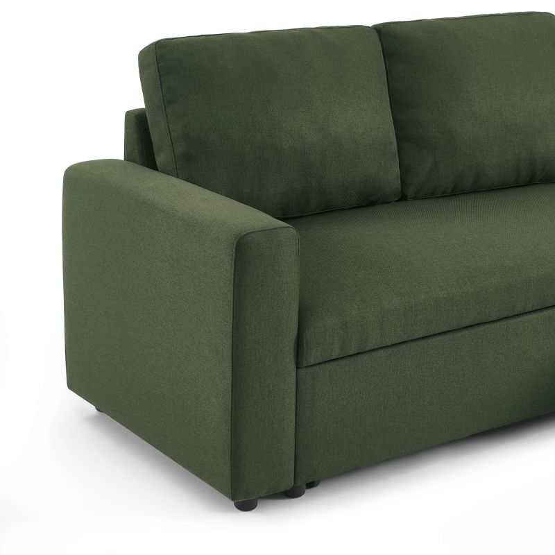 Canapé d'angle convertible et réversible SPENA 4 places tissu vert