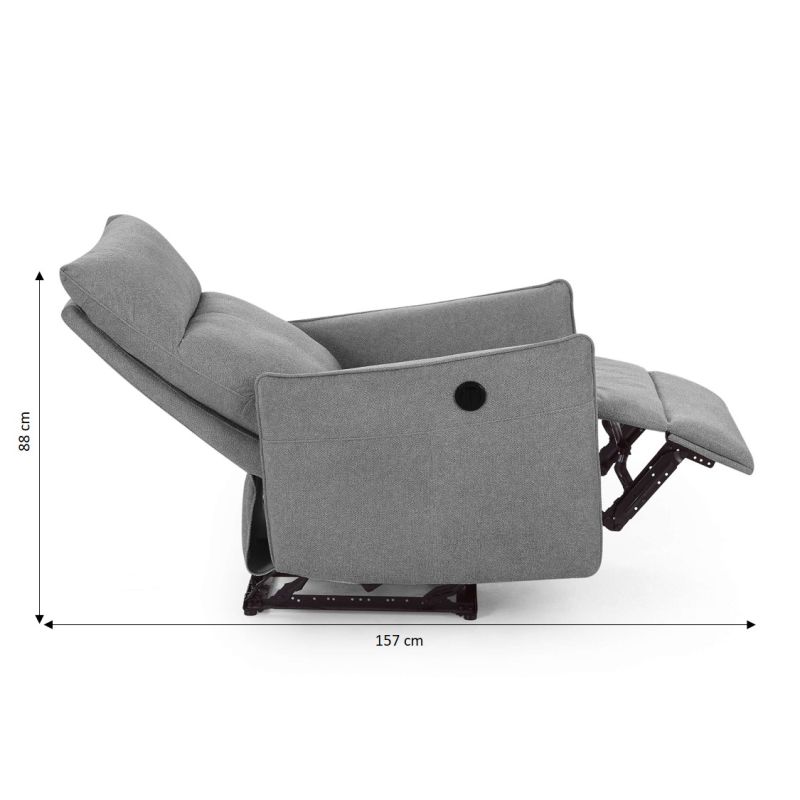 Fauteuil relax électrique MINOS 1 place tissu chenille gris