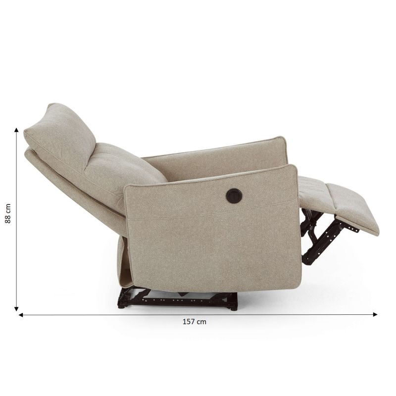 Fauteuil relax électrique MINOS 1 place tissu chenille beige