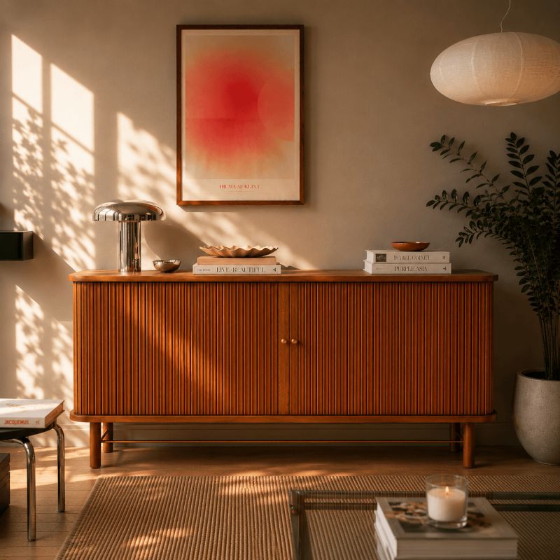 Buffet ERNEST frêne foncé 2 portes tambour 160cm