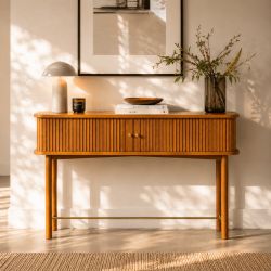 Console ERNEST frêne foncé portes tambour 110cm