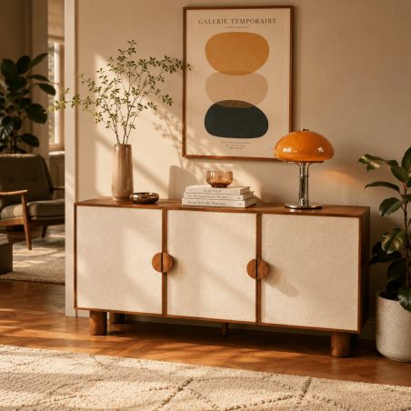 Buffet GASTON 3 portes placage frêne et lin 170cm