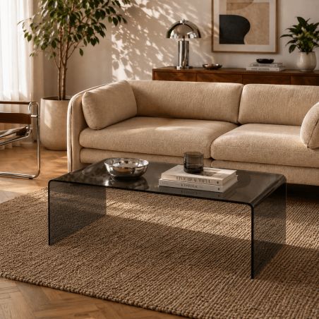 Table basse GINZA verre trempé noir 120cm