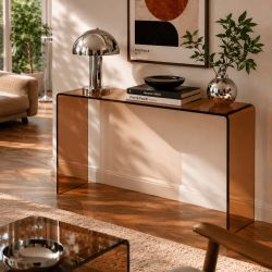 Console GINZA verre trempé caramel 110cm