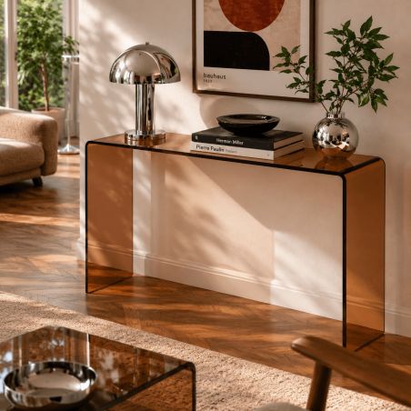 Console GINZA verre trempé caramel 110cm
