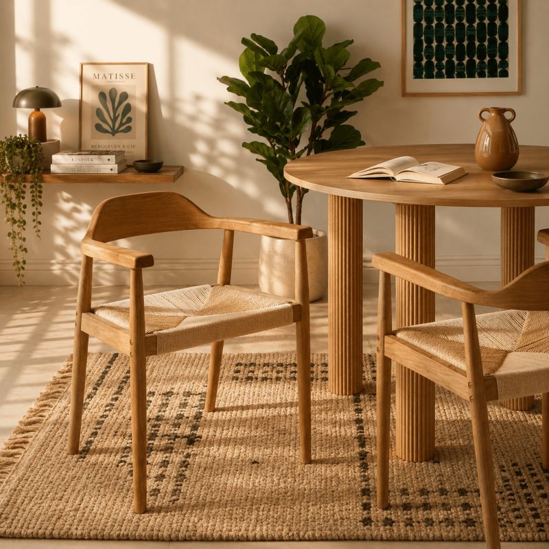 Lot de 2 chaises MARTIE chêne massif et corde
