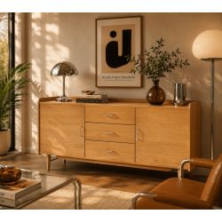 Buffet TWIGGY placage chêne 2 portes 180cm