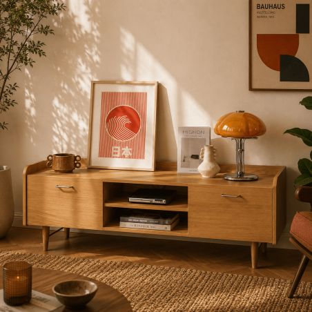 Meuble TV TWIGGY placage chêne 150x53cm