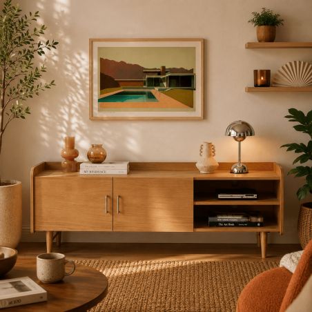 Meuble TV TWIGGY placage chêne 150x57cm