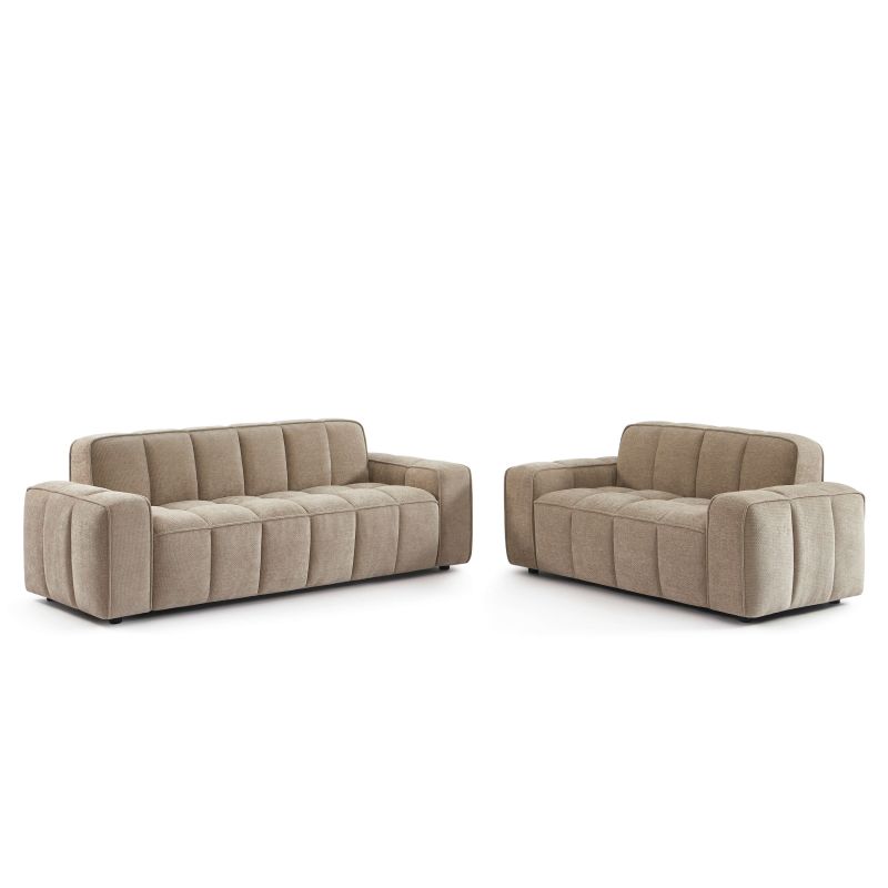 Ensemble canapés droits fixes 3+2 ALISTAIR tissu chenille beige