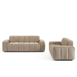 Ensemble canapés droits fixes 3+2 ALISTAIR tissu chenille beige