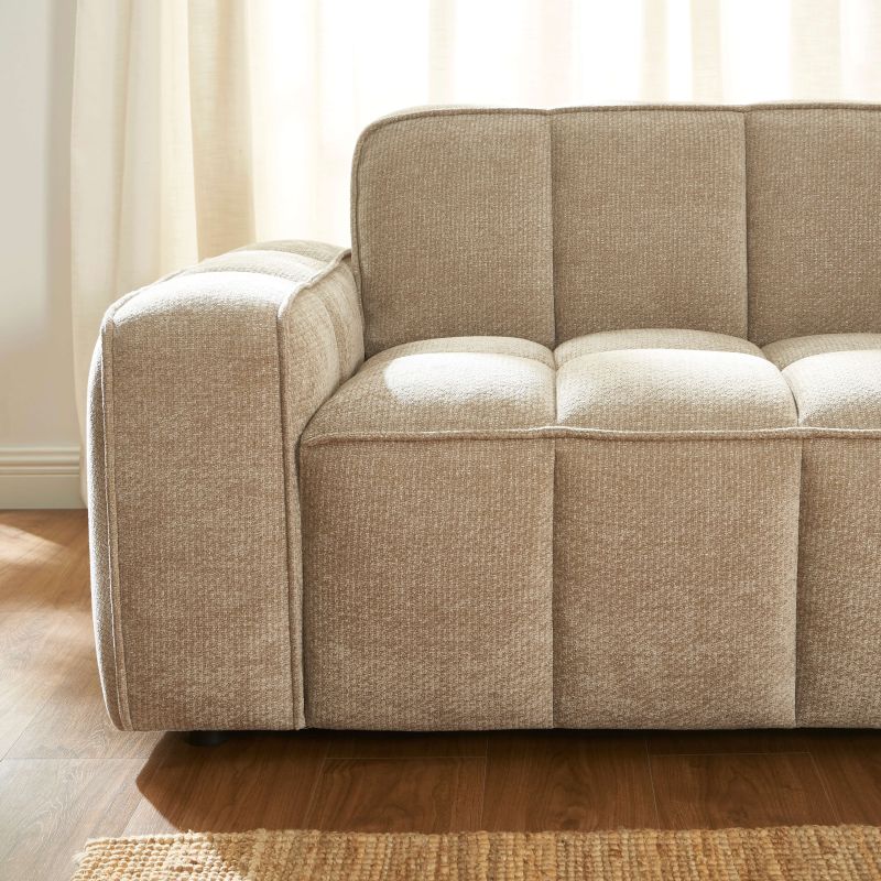 Ensemble canapés droits fixes 3+2 ALISTAIR tissu chenille beige
