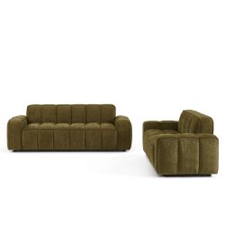 Ensemble canapés droits fixes 3+2 ALISTAIR tissu chenille vert