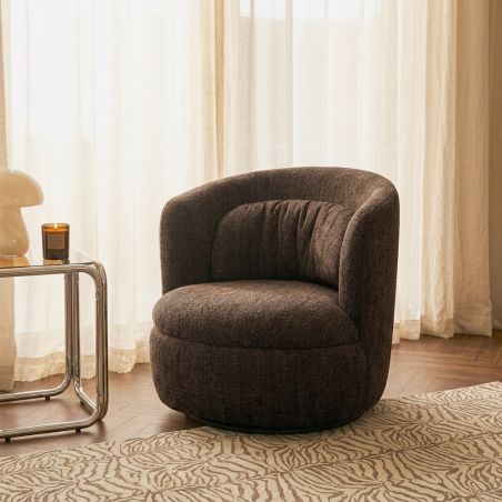 Lot de 2 fauteuils pivotants ANDER tissu marron
