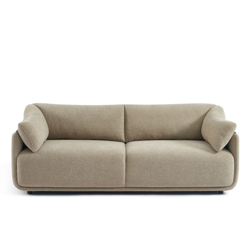 Canapé KURLY 3 places tissu chenille tramé beige