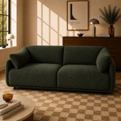 Canapé KURLY 3 places tissu chenille tramé vert