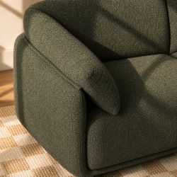 Canapé KURLY 3 places tissu chenille tramé vert